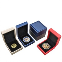 Boîte de rangement haut de gamme pour pièces commémoratives d'affaires, modèle 0982, en cuir PU, étui de collection de pièces, boîte cadeau pour badges, emballage avec logo