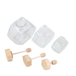 Оптовая продажа, 100 мл, 220 мл, 280 мл, 380 мл, пустая Шестигранная банка для меда с деревянной крышкой - Product Image 6