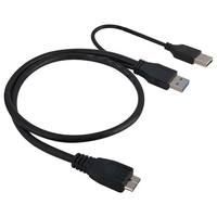 Dual USB 3.0 A Male ke micro-b Male + Male Power Supply Y kabel splitter untuk USB3.0 kabel Hard Disk Mobile