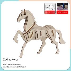 Twelve Chinese Zodiac Wooden Assembly Model - Children's Three-Dimensional Puzzle Building <strong>Blocks</strong> Made for DIY Toys - Product Image 5