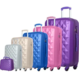 热卖商务ABS行李箱皇家钻石设计行李箱硬壳手推车行李箱6件套