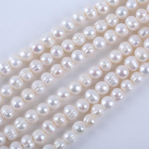 Cuentas de Agua Dulce Naturales al por Mayor, 18 cm, Casi Redondas, 9-10 mm, Producto Semiterminado con Orificio de 2.5 mm - Product Image 3