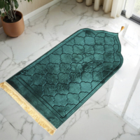 Lashel Elegante Geometrische Muster Muslimische Gebetsmatte Rutschfest Weich Langlebig mit Fransen für Zuhause & Reisen in Weiß Rot Schwarz Grün