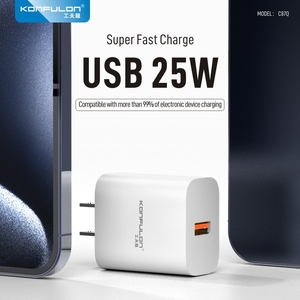 Konfulon il più venduto 2023 EU US USB 25W/20W/18W adattatore di ricarica rapida caricatore da muro caricatore USB con cavo per telefoni Android - Product Image 4