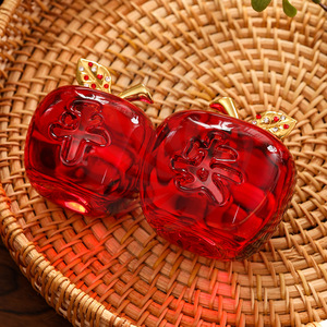 Darz <b>Crystal</b> Apple Ornament Red Embossed Glass Hanging Christmas <b>Tree</b> Decoration Gift for Kids - Product Image 1