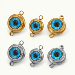 Colgante de Doble Cara con Ojo Turco en Acero Inoxidable con Baño de Oro PVD de 18K |   Amuleto de Protección de la Suerte, Joyería DIY |   A la moda - Product Image 2