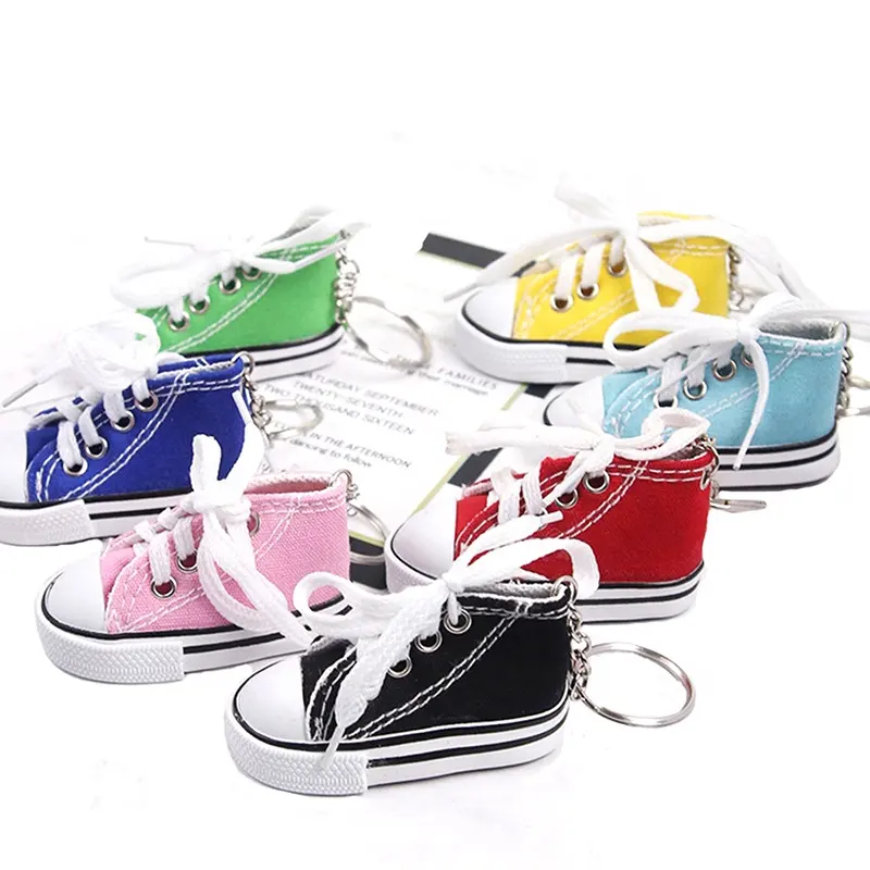 Groothandel Meerdere Kleuren Mini Pvc Schoen Sleutelhanger Canvas Schoen Sleutelhanger 3d Sport Sneaker Sleutelhanger Voor Kinderen En Volwassenen