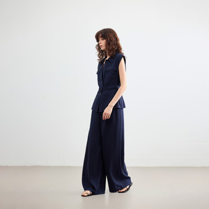 Dme Linen Suit Set Women Summer Work Commute Two Piece Lapel Top Wide Leg Pants 71.2 Lyocell 6.3 Linen - Product Image 3