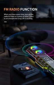 <span class=keywords><strong>Barre</strong></span> <span class=keywords><strong>de</strong></span> <span class=keywords><strong>son</strong></span> gaming RGB V18 – Haut-parleur stéréo surround 3D pour ordinateur <span class=keywords><strong>de</strong></span> bureau avec horloge LED, radio FM, AUX, USB, carte TF - Product Image 2