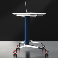 Bureau pliable en acier robuste et mobile avec roulettes verrouillables rouges et tablette rabattable pour salles de conférence, salles de formation, table de réunion