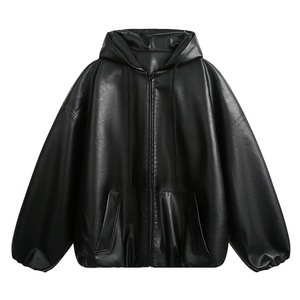 <span class=keywords><strong>Giacca</strong></span> in Pelle PU Nera Stile Americano Retrò, Moda High Street, con Cappuccio <span class=keywords><strong>Senza</strong></span> Colletto e Cerniera, per <span class=keywords><strong>Uomo</strong></span>, Primavera-Autunno - Product Image 6