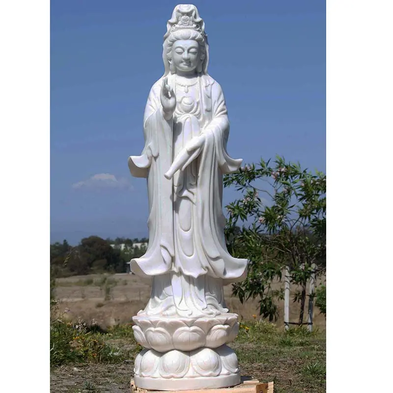 Tùy Chỉnh Ngọc Đá Lớn Cổ Guanyin Trung Quốc Phật Giáo Chủ Đề Trang Trí Trong Nhà Đá Cẩm Thạch Tự Nhiên Guanyin Phật Tượng