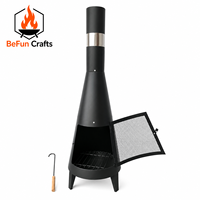 Cheminée extérieure à bois avec cheminée, porte en maille, grille de cuisson, foyer en acier pour patio et jardin, vente directe usine