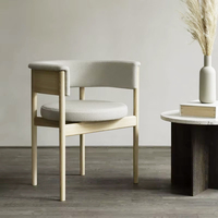 Chaise de salle à manger rembourrée en tissu moderne Chaise de restaurant en bois à bras rond pour salle à manger