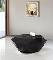 Table basse octogonale moderne en acier inoxydable avec finition miroir en forme de diamant doré brillant pour meubles de maison