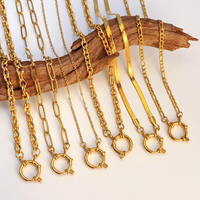 Collier de mode en acier inoxydable plaqué or 18 carats, anti-ternissement, étanche, avec fermoir à ressort, chaîne maille O et maille trombone