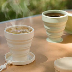 Design moderno portatile pieghevole in Silicone tazza acqua resistente ad alta temperatura per viaggi all'aperto per uso alimentare tazze da tè in campeggio - Product Image 4