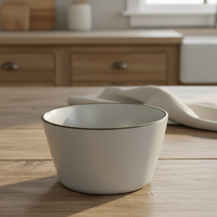 Service de vaisselle hôtelier 4 pièces en grès céramique blanc émaillé, classique et luxueux, résistant à la chaleur, compatible lave-vaisselle et micro-ondes