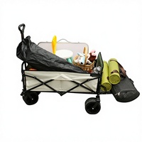 Chariot de camping pliable d'extérieur, chariot de pique-nique portable avec poignée pour la plage, le jardin et les courses