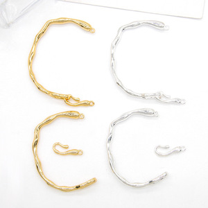 Irregular <b>Bangle</b> Oval Vintage Clasp 18K Gold Plated <b>Copper</b> DIY Jewelry Accessory Unisex Fashion Bracelet Material - Product Image 3