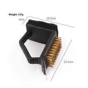 Cepillo para Barbacoa 3 en 1 de Acero Inoxidable con Ángulo Recto, para Limpieza de Parrillas y Rejillas de Camping, Palo Triangular Duradero de Acero Inoxidable - Product Image 1