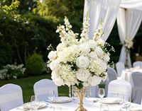 Seiden-Kunstblumenarrangement als Tischdekoration für Hochzeit, Weihnachten, Muttertag - Weiße Blumen Handgefertigt mit Natürlicher Haptik