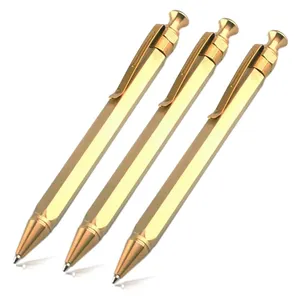 BSBH Premium 0.5mm Hexagonal Prism Shaped Copper Brass Stylus Ballpoint Pen