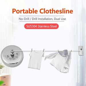 Sèche-<span class=keywords><strong>linge</strong></span> rétractable en acier inoxydable 304, ligne de séchage automatique extensible murale pour balcon et salle de bain - Product Image 3