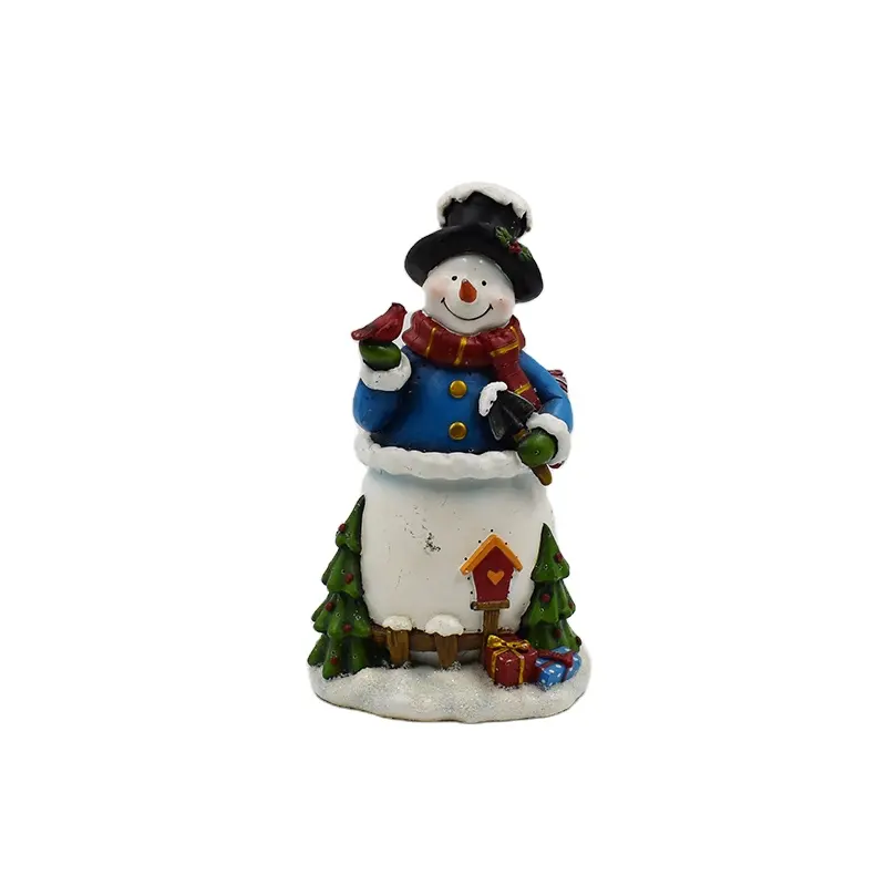 รูปปั้นเรซิ่นตกแต่งสำหรับมนุษย์หิมะ,พร้อมกล่องของขวัญรูปต้นไม้สำคัญสำหรับตกแต่งวันคริสต์มาสและตุ๊กตาหิมะ