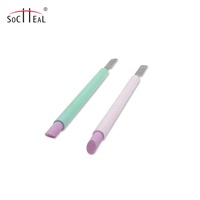 YALIXIN Outils de luxe pour nail art, stylo en acier à double tête gravée, manche en acrylique, personnalisable avec logo, pour ongles