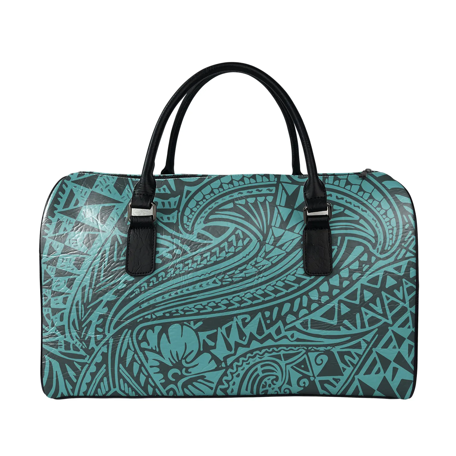 Small MOQ Custom Polynesian Printed Crossbody Handbags Trendy Portable PU Leather Designer Luggage and Travel Bags