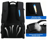 Sac à dos pour ordinateur portable personnalisé avec logo d'entreprise, résistant à l'eau, grande capacité, extensible, avec port de charge USB