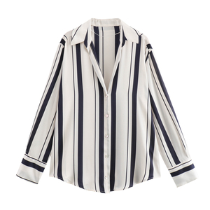 Chemise à manches longues à col rabattu, à rayures, à boutons, décontractée et tendance pour femmes, disponible en 4 coloris - Product Image 2