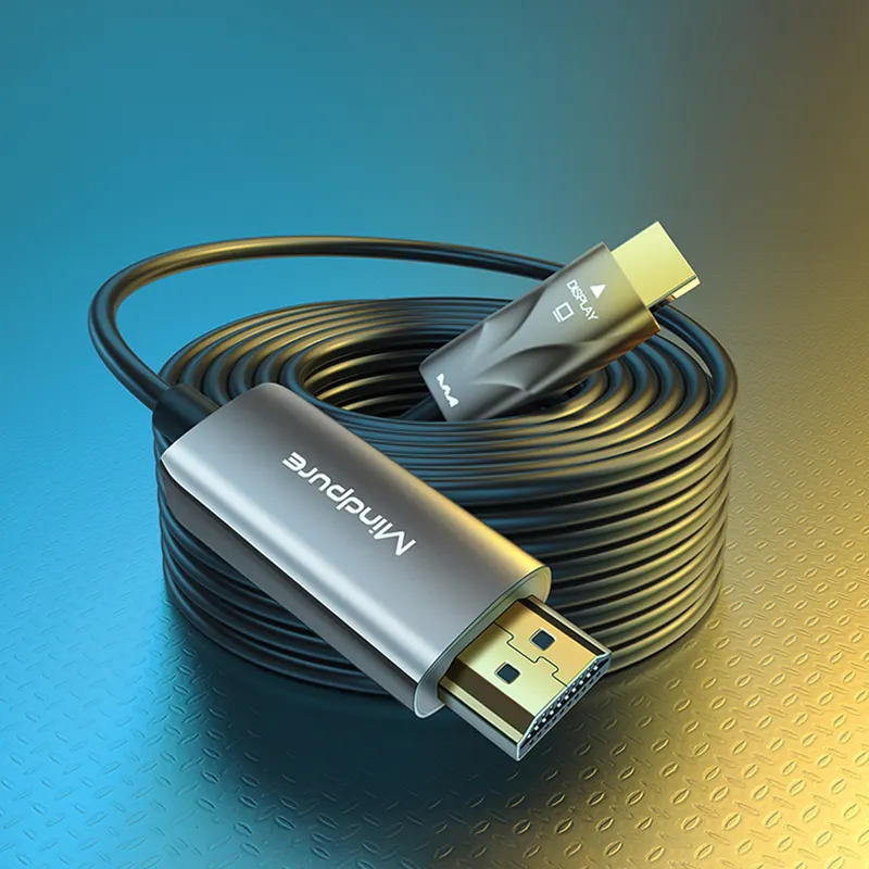 Mindpure Chip alemão original, cabo de áudio e vídeo HDMI de fibra óptica ativo de 30 metros, 50m, 100m, AOC 4k 8K V2.1 de comprimento longo