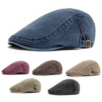 Béret en jean délavé pour homme, léger, style coréen vintage, casquette décontractée pour le printemps et l'automne