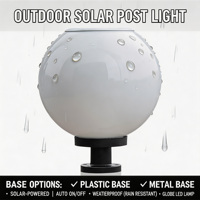 Lampe solaire sphérique à flamme, lampe de colonne, lumière blanc chaud, panneau solaire, lampe de jardin avec angle de faisceau de 360°, indice de protection IP65