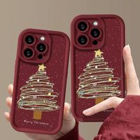 Nouvelle conception d'usine, étui antichoc intégral en TPU électroplaqué givré, motif arbre de Noël mignon, pour 17 Pro