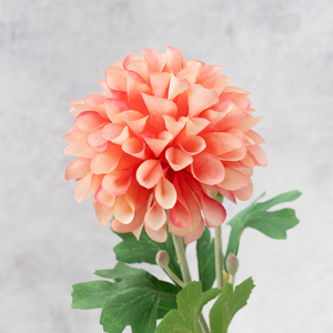 Fleur artificielle en soie Dahlia à tige unique de style européen, feuilles pour décoration de cérémonie de mariage, salon, table à manger, arrangement floral - Product Image 5