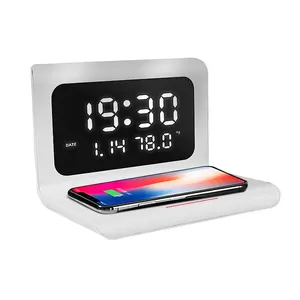 Bedside minimalist wireless charging with alarm clock high quality digital alarm clock with wireless charging
