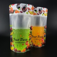 500ml conception d'usine impression debout pochette Ziplock mat clair en plastique Ziplock café jus boisson sac avec pailles