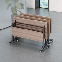 Bureau de formation à dessus rabattable en bois moderne Table de réunion de conférence pliable avec roues pour l'école, la maison, le bureau et l'hôpital