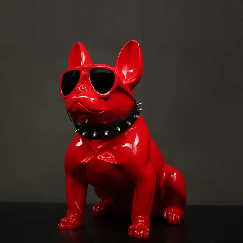 Patung hewan kerajinan serat kaca patung Bulldog Resin dekorasi Modern hadiah pembuka untuk dijual