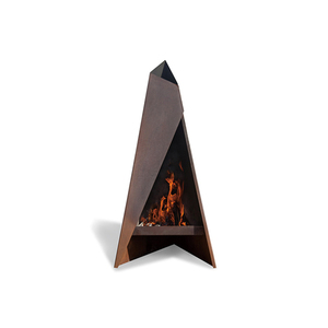 Brasero extérieur minimaliste en Corten, pour terrasse de villa et chauffage de cour, conception de combustion efficace sans fumée à flux d'air contrôlé - Product Image 1