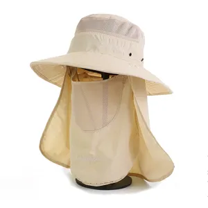 夏季水桶登山帽新款设计空白平纹户外水桶帽钓鱼脖子遮阳翻盖帽女