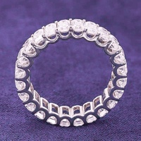 Bague éternité en argent sterling 925 GRA pour femmes et hommes, hip hop, couleur D, VVS, moissanite baguette, testeur de diamant