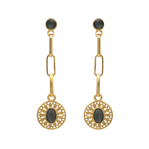 Nouvelle Collection bonne qualité Labradorite boucle d'oreille pierre précieuse naturelle boucle d'oreille pour les femmes plaqué or goutte boucle d'oreille mode - Product Image 1