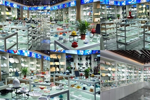 Retro Melamine Giả Màu Xanh Trắng Sứ Bộ Xách Tay Trọng Lượng Nhẹ Bộ Đồ Ăn Cho Nhà Hàng Mì Món Ăn Nhà Súp Bát - Product Image 3