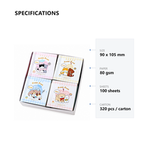 Cuaderno Cuadrado Mini A7 con Diseño de Dibujos Animados, con Bolígrafo, 100 Hojas en Blanco, 80GSM, Papelería Escolar para Niños, Venta al Por Mayor