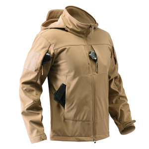 Giacca Tattica Softshell da <span class=keywords><strong>Uomo</strong></span>, Invernale, Foderata in <span class=keywords><strong>Pile</strong></span>, Antivento, per Sport all'Aperto, <span class=keywords><strong>con</strong></span> <span class=keywords><strong>Cappuccio</strong></span> Staccabile, Giacca di Sicurezza - Product Image 5