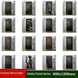 Carreaux de céramique, carreaux de sol rétro 600x1200 de luxe mat foncé, micro-moulés noirs, antidérapants et résistants à - Product Image 3